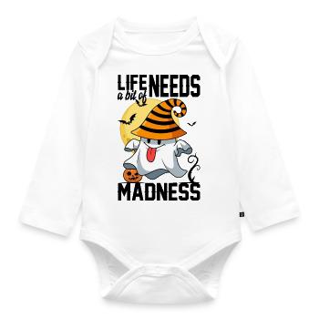 Life Needs A Bit Of Madness - Organic Longsleeve Baby Bodysuit - white - Front