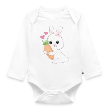 Rabbit with carrot Baby clothes Children's clothing - Organic Longsleeve Baby Bodysuit - white - Front