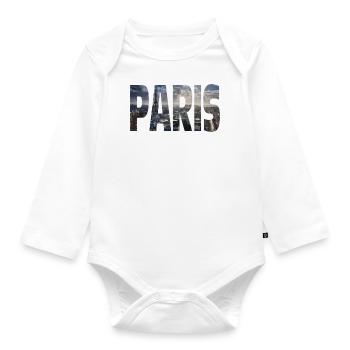 Paris - Body Bébé bio manches longues - blanc - Devant