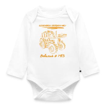 Belarus # MTS / DDR Landmaschinen - Baby Bio-Langarm-Body - Weiß - Vorne