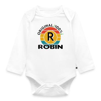 Robin - Baby Bio-Langarm-Body - Weiß - Vorne