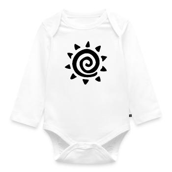 Simple sun drawing, mantra symbol - Organic Longsleeve Baby Bodysuit - white - Front