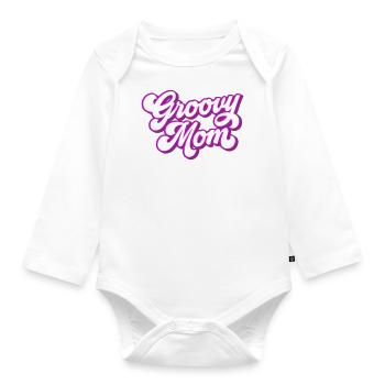 Groovy Maman | Les couleurs peuvent être modifiées | - Body Bébé bio manches longues - blanc - Devant