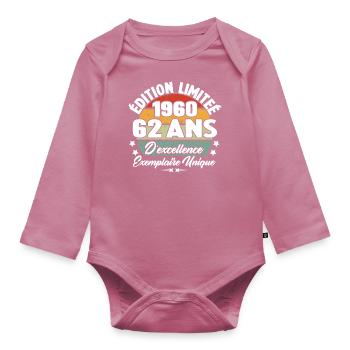 Cadeau 62 ans d'excellence / Édition limitée 1960 - Body Bébé bio manches longues - mauve - Devant