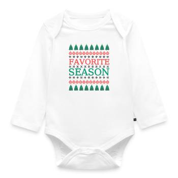 Ugly Christmas Most Popular Season Sayings - Organic Longsleeve Baby Bodysuit - white - Front