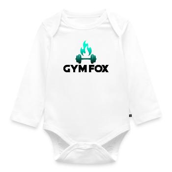 GYM FOX - Motivating Gym and Fitness Designs - Organic Longsleeve Baby Bodysuit - white - Front