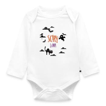 Scary Llama - Organic Longsleeve Baby Bodysuit - white - Front
