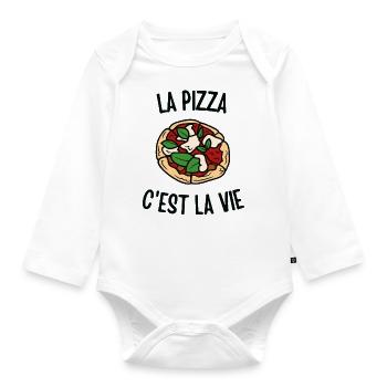 La pizza c'est la vie - Body Bébé bio manches longues - blanc - Devant