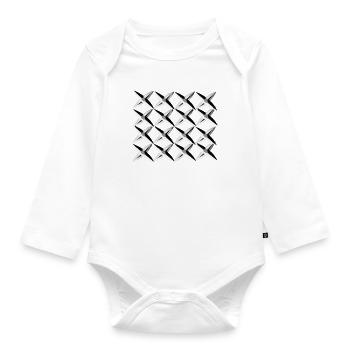 graues netz kreuz muster - Baby Bio-Langarm-Body - Weiß - Vorne
