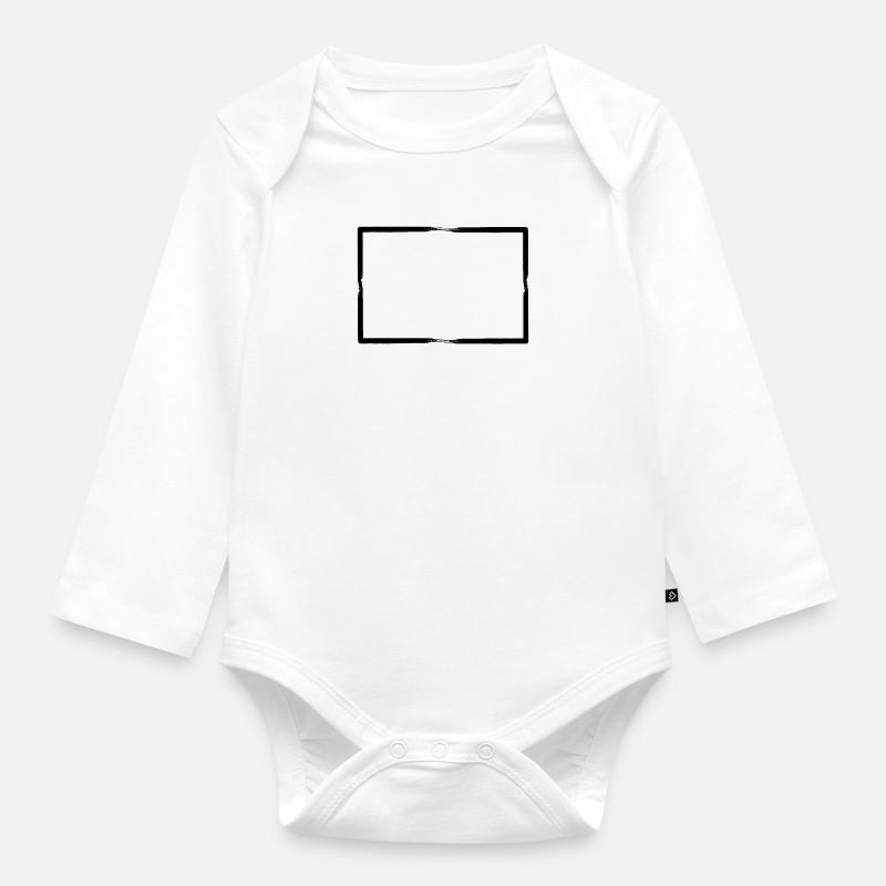 Cornice pennellata nera - Body ecologico per neonato a manica lunga - bianco