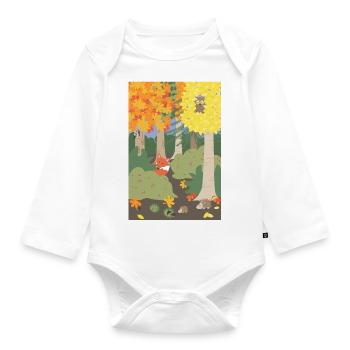 Autumn in the woods - Organic Longsleeve Baby Bodysuit - white - Front