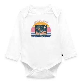 Vinyl Record LP Collector Gift - Organic Longsleeve Baby Bodysuit - white - Front