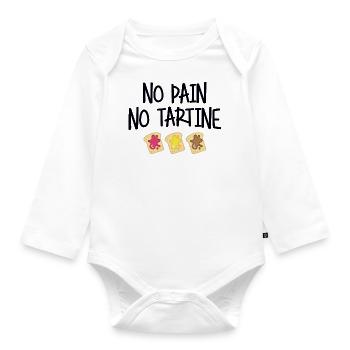 No pain no tartine - Body Bébé bio manches longues - blanc - Devant