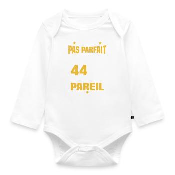 Humour cadeau Pas parfaite mais j'ai 44 ANS - Body Bébé bio manches longues - blanc - Devant