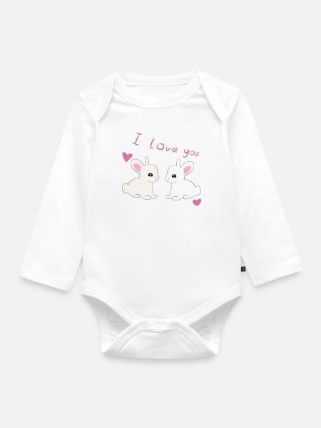 ich liebe dich hasen - Baby Bio-Langarm-Body - Weiß