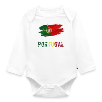 Flag Patriot Gift Home Country Flag Portugal - Organic Longsleeve Baby Bodysuit - white - Front