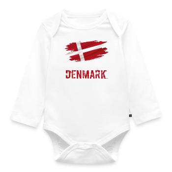 Segnala Patriot Gift Home Country Flag Danimarca - Body ecologico per neonato a manica lunga - bianco - Fronte