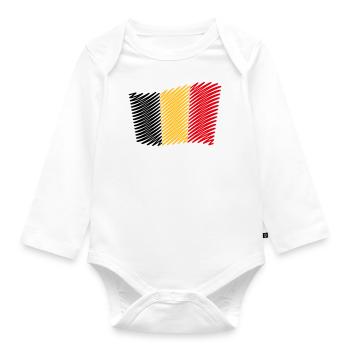 Drapeau De La Belgique / Tricolore (Scribble) - Body Bébé bio manches longues - blanc - Devant