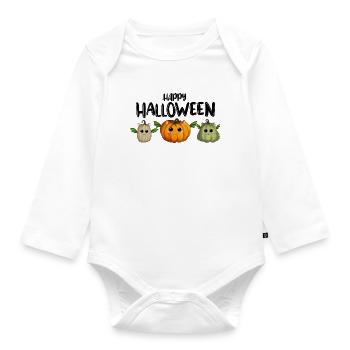 Joyeuses citrouilles d’Halloween - Body Bébé bio manches longues - blanc - Devant