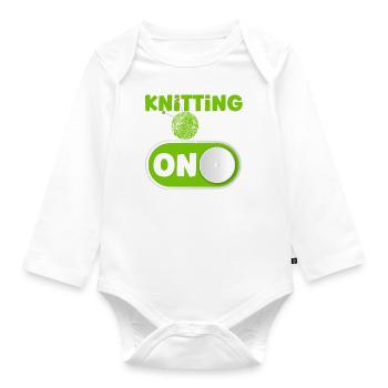 Garn stricken Stricken Stricken Liebhaber Geschenk - Baby Bio-Langarm-Body - Weiß - Vorne