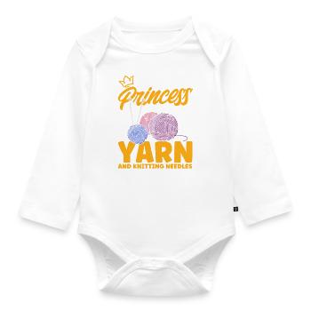 Knitting Fabric Knitting Yarn Knitting Gift - Organic Longsleeve Baby Bodysuit - white - Front