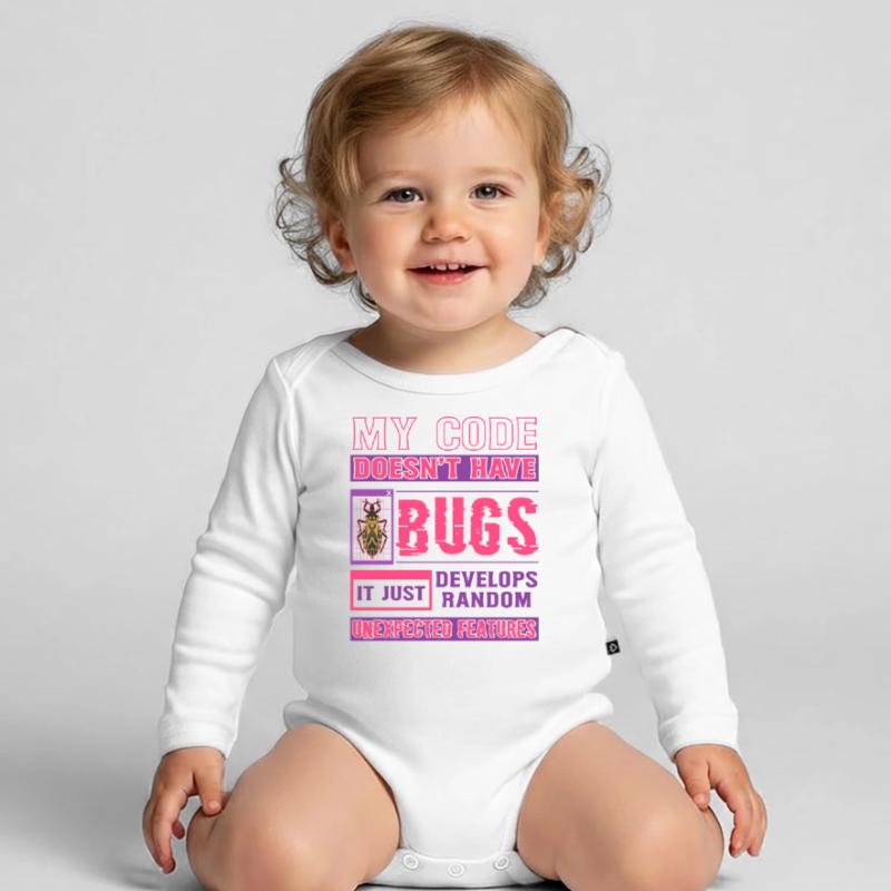 Developer My Code Hat Keine Bugs Funny Coding Baby Bio-Langarm-Body