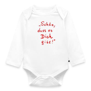"Schön, dass es Dich gibt!" - Baby Bio-Langarm-Body - Weiß - Vorne