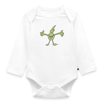 Grünes Fabelwesen - Baby Bio-Langarm-Body - Weiß - Vorne