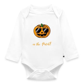 Coolest Pumpkin in the Field Kids Halloween Costume - Organic Longsleeve Baby Bodysuit - white - Front