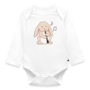 Lapin Kawaii Oboe mignon - Body Bébé bio manches longues - blanc - Devant