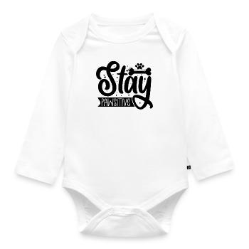 Stay paw friendly - Organic Longsleeve Baby Bodysuit - white - Front
