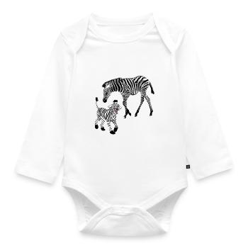 Hund mit Zebra Muster, Pudel Zebra Lustig Verrückt - Baby Bio-Langarm-Body - Weiß - Vorne