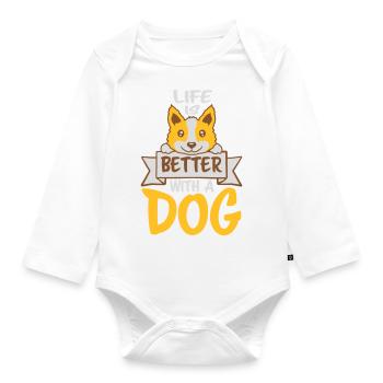 better with a dog - Organic Longsleeve Baby Bodysuit - white - Front