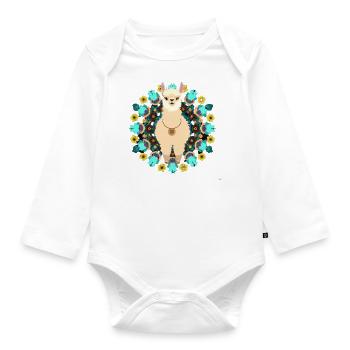 Alpaka Mandala 2 - Baby Bio-Langarm-Body - Weiß - Vorne