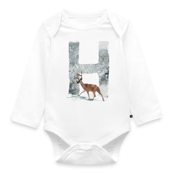 H – decorative character – winter - Organic Longsleeve Baby Bodysuit - white - Front
