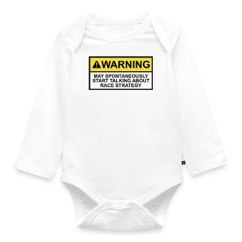 Grand Prix Lustige Rennstrategie Warnung Design - Baby Bio-Langarm-Body - Weiß - Vorne