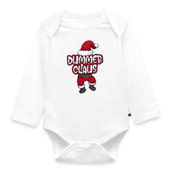 Dummer Claus Weihnachtsmann Kostüm Familien Outfit - Baby Bio-Langarm-Body - Weiß - Vorne