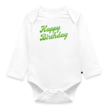 Happy Birthday Geburtstag Gratulieren - Baby Bio-Langarm-Body - Weiß - Vorne