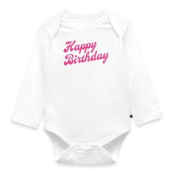 Happy Birthday Geburtstag Gratulieren - Baby Bio-Langarm-Body - Weiß - Vorne
