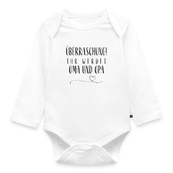 Überraschung! Ihr werdet Oma und Opa. - Baby Bio-Langarm-Body - Weiß - Vorne