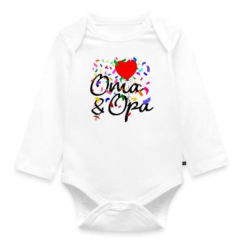 Oma und Papa Konfetti - Baby Bio-Langarm-Body - Weiß - Vorne
