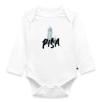 Pisa Italy hometown, tourism tour of Pisa - Organic Longsleeve Baby Bodysuit - white - Front