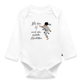 Ich bin 4 - Jungen Karate - Baby Bio-Langarm-Body - Weiß - Vorne