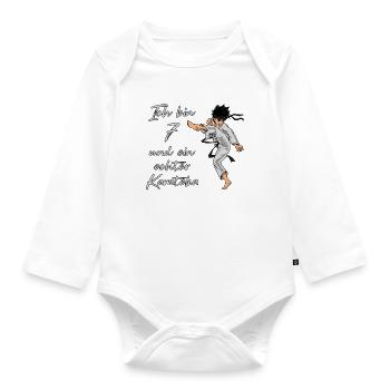 Ich bin 7 - Jungen Karate - Baby Bio-Langarm-Body - Weiß - Vorne