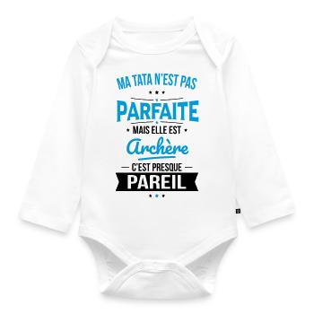Ma tata n'est pas parfaite - Archère - Body Bébé bio manches longues - blanc - Devant