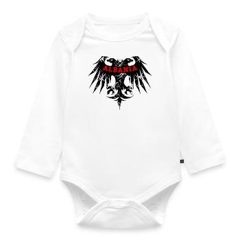 Albanische Drachenalbaner - Baby Bio-Langarm-Body - Weiß - Vorne