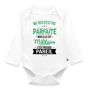 Ma tata n'est pas parfaite - Militaire - Body Bébé bio manches longues - blanc - Devant