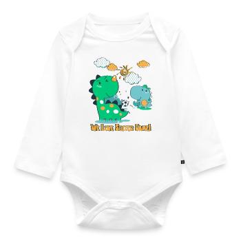 T-shirt We Love Soccer Game Dinosaur - Body Bébé bio manches longues - blanc - Devant