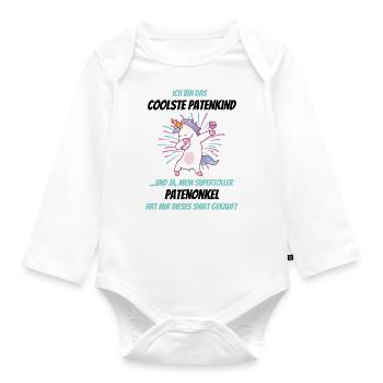 Patenonkel Patentante Patenkind Taufpate Taufpatin - Baby Bio-Langarm-Body - Weiß - Vorne