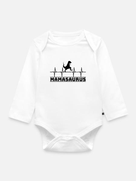 Mamasaurus - Baby Bio-Langarm-Body - Weiß